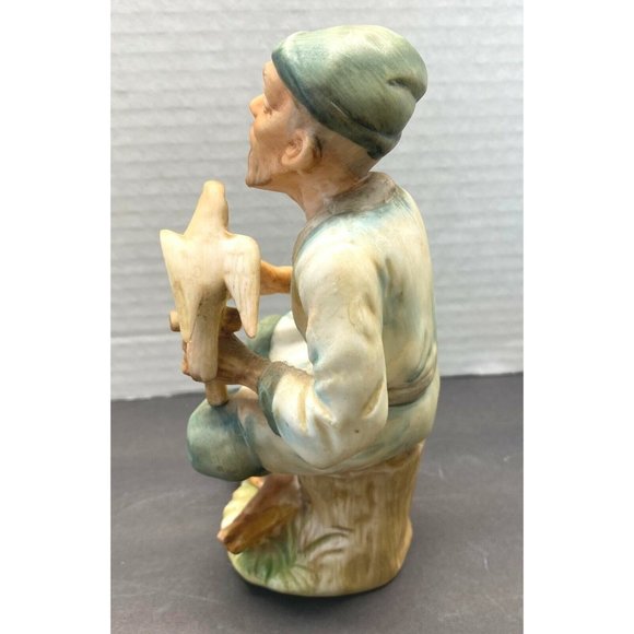 Vintage Napcoware  Old Man Sitting with Bird Figurine C5701 Hand Painted 6.5" - Picture 9 of 9
